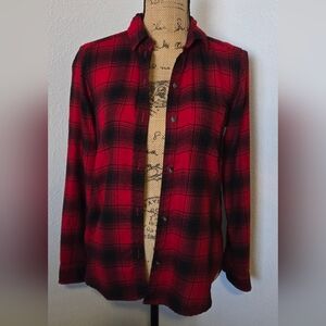 American Eagle Outfitters Red and Black Flannel Shirt